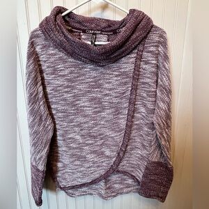 Calvin Klein Performance Purple Turtleneck Sweater with Asymmetrical Design